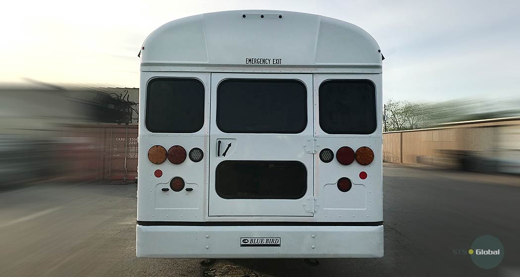 Blue Bird bus rear view picture 2