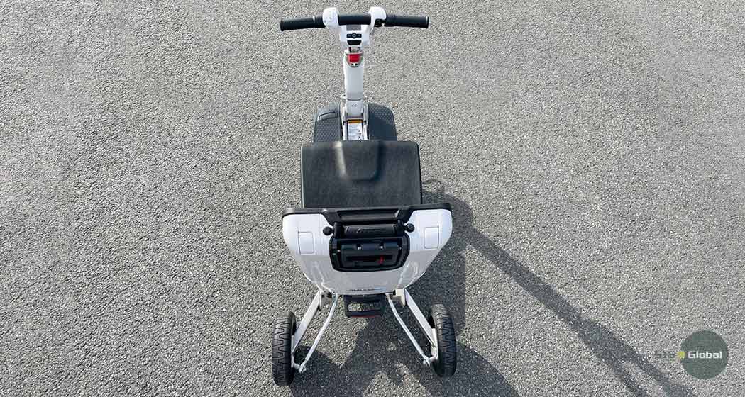 Foldable mobility scooter view from top and back
