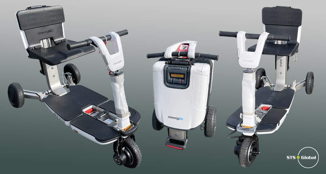 Foldable mobility scooters driving and storage modes